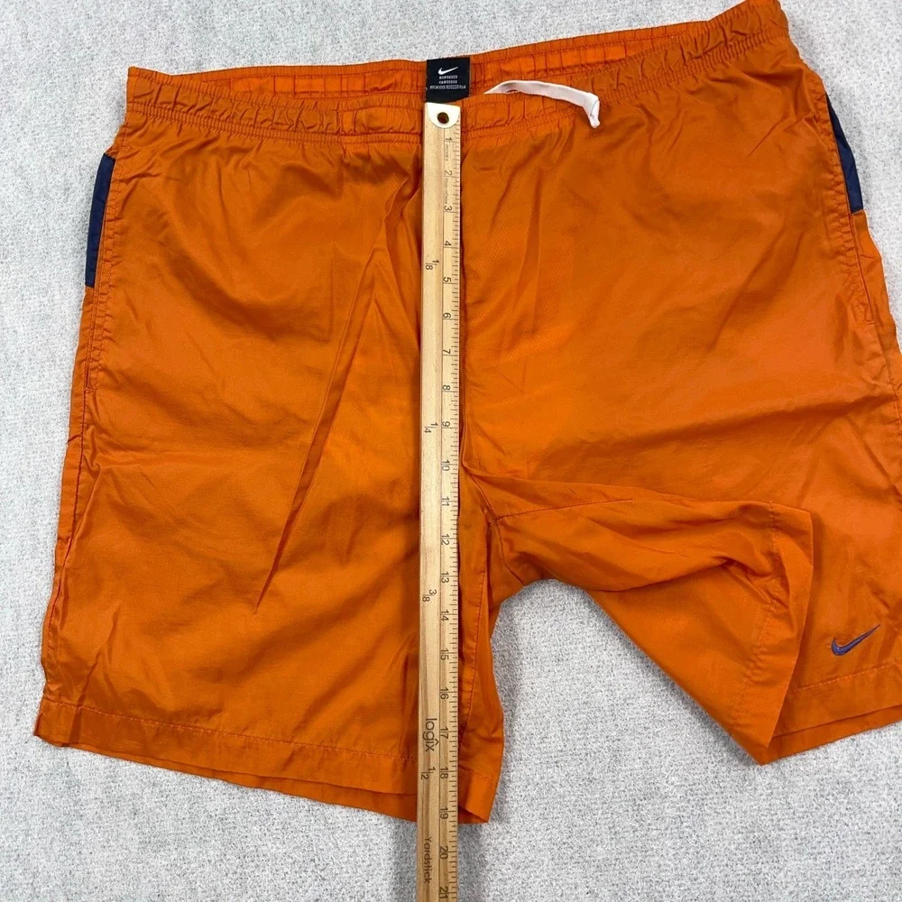Vintage Y2K Nike Swim Trunks Men Large Orange Blue Board Shorts Spellout Adult *